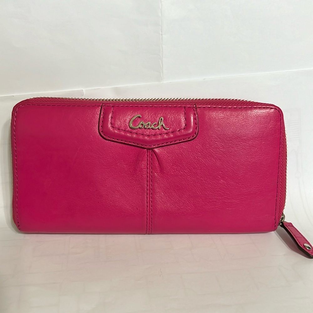 Coach pink purse credit cards check book Wallet